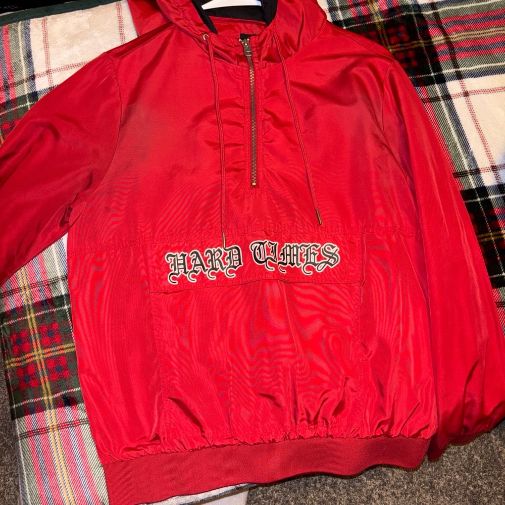 Red Hoodie with Graphic Text